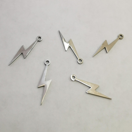 Подвеска, 20х5х1мм, молния, базовый материал - нержавеющая сталь, без покрытия, 5 шт.