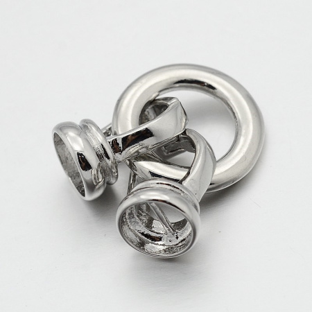 Застежка-концевик, 38х18мм (внутренний размер 8.8мм), с кольцом, защелкивающаяся, базовый материал - латунь, стального цвета, 1 шт.