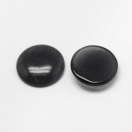 Кабошон стеклянный, 18мм, кошачий глаз (имитация), серо-черный, 5 шт.