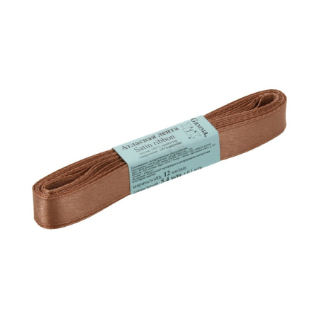 Лента атласная, Gaммa, 12мм, светло-коричневая №031, моток, 5 метров Лента атласная, Gaммa, 12мм, светло-коричневая №031, моток, 5 метров