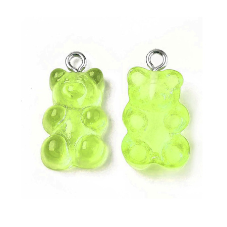 Подвеска акриловая, 21х11х6.5мм, желейный мишка, базовый материал - акрил, лайм (салатовый), 1 шт.