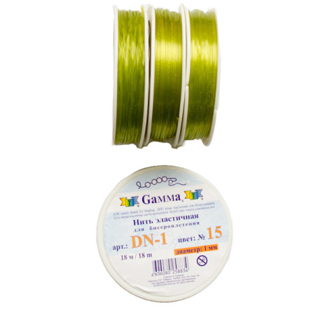 Нить - резинка для браслетов, 1мм, светло-зеленая, катушка, 18 метров