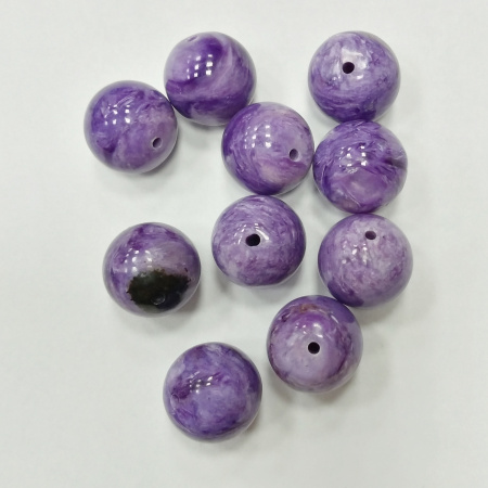 Бусины каменные, чароит, качество ААА, 10мм, 5 шт., низка