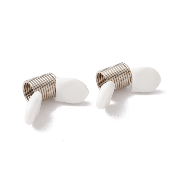 Инструмент (пружинка), 30х11мм, стоппер для сборки бус и браслетов, большой, с белыми пластиковыми насадками, пара <p>Стоппер-пружинка - удобное приспособление, удерживающее бусины на ювелирном тросике, леске, нити, резинке или проволоке, пока Вы собираете украшение и еще не установили концевики. Подходит как для однорядных, так и для многорядных украшений. Могут немного отличаться по размеру от заявленного. Нержавеющая сталь марки 201. Белые насадки из мягкого пластика, похожего на резину, делают работу со стопперами более комфортной. Цена за 1 пару.</p>