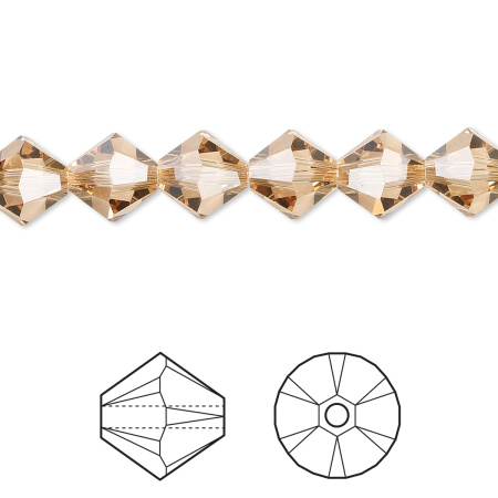 Бусина Swarovski, 8мм, Биконус (#5328), светлый колорадский топаз (цвет 246), 1 шт.