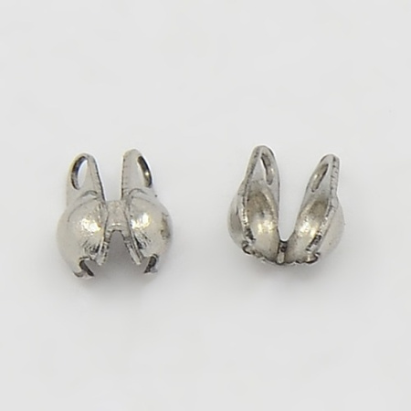 Концевики, 5х3мм, каллоты, симметричные, боковые, базовый материал - нержавеющая сталь, без покрытия, пара