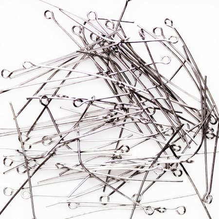 Пины с ушком, 40х0.7мм, базовый материал - железо, вороненая сталь, 10 грамм