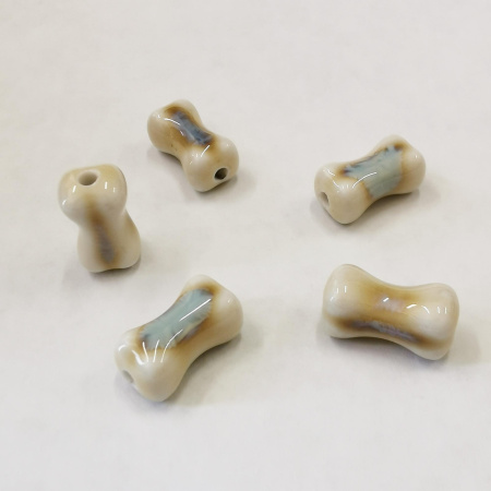 Бусина фарфоровая, 17х9х8мм, косточка, 5 шт.