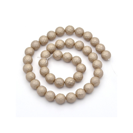 Бусина из ракушки, 6мм, жемчуг Майорика, граненый, кофе с молоком, матовый, 34 шт., низка