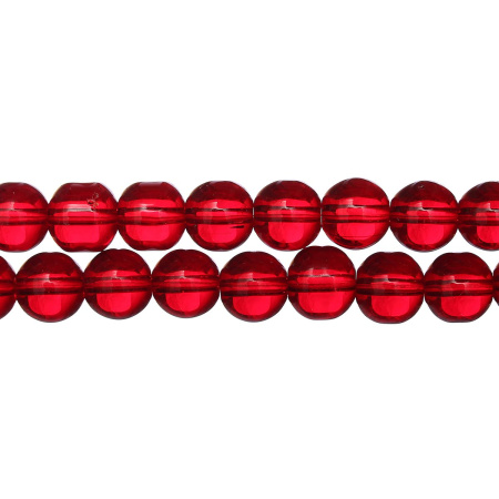 Бусины стеклянные, 10мм, красные, 30 шт., низка