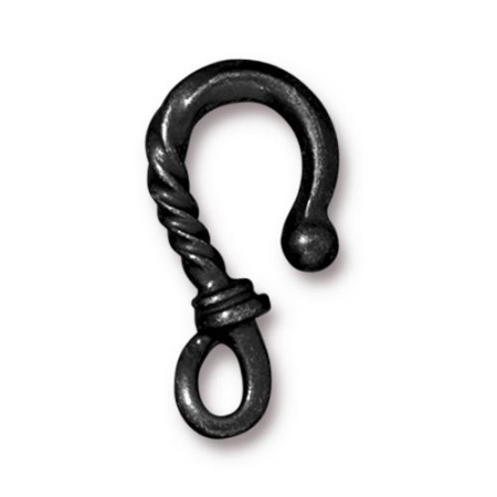 Застежка, 25х12мм, TierraCast, Витой крючок, базовый материал - оловянный сплав, вороненая сталь, 1 шт.