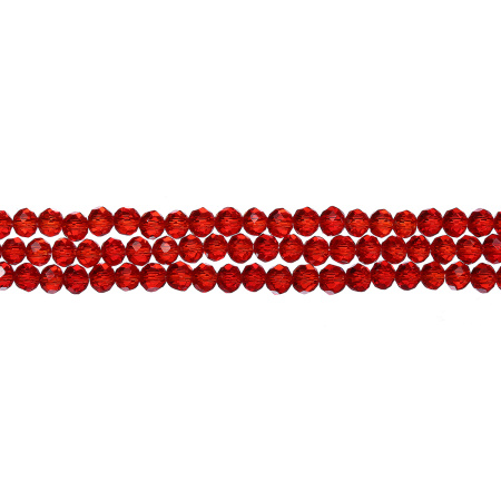 Бусины стеклянные, 3.5х2.8мм, граненые, рондели, красные, 135 шт., низка