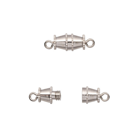 Застежка, 16х6мм, закручивающийся бочонок, базовый материал - латунь, стального цвета, 1 шт.