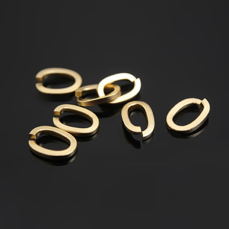 Соединительное колечко, 7х5мм (толщина 1.0мм, внутренний размер 5х3мм), овальное, плоское, Корея, базовый материал - латунь, матовое позолоченное, 5 шт.