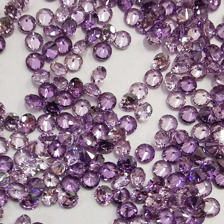 Ювелирный кристалл из фианита, 2мм, форма круг, в фиолетовых тонах, 100 шт.