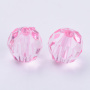 <p>Граненые акриловые (пластиковые) прозрачные бусины - шарики розового цвета. На бусинах возможны небольшие царапинки, заусенцы и потертости. Бусины могут немного отличаться по форме и размеру. Оттенок может отличаться от фотографии и в разных поставках. Цена за 50 грамм (около 35 бусин, фасуются на вес без проверки на дефекты).</p>