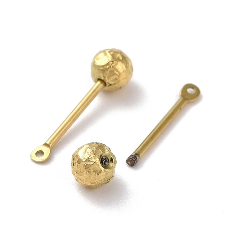 Штифт, 19*5мм, со скручивающимся шариком, базовый материал - нержавеющая сталь, золотистого цвета, 2 шт.