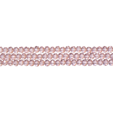 Бусины стеклянные, 3х2-3.5х2.5мм, граненые, рондели, розовые, 150-190 шт., низка
