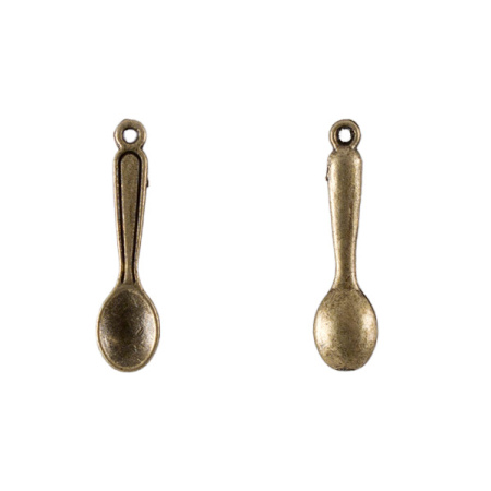 <p>Объемная подвеска в форме ложечки. Базовый материал - цинковый сплав с бронзовым покрытием. Оттенок может отличаться от фотографии и в разных поставках. Могут немного отличаться по форме и размеру петельки. Цена за 1 шт.</p>