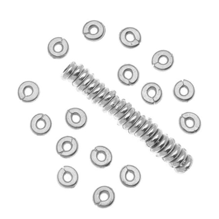 Бусина металлическая, 4х1мм, TierraCast, рондель Heishi кенийская, базовый материал - оловянный сплав, покрытие - белая бронза (цвет под родий), 20 шт.