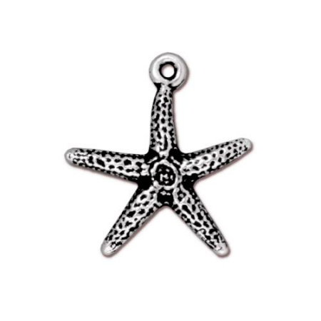 Подвеска, 21х18мм, TierraCast, морская звезда, базовый материал - оловянный сплав, посеребренная с чернением, 1 шт.