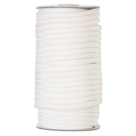 Шнур плетеный с сердечником, около 5мм, нейлоновый, белый, 1 метр