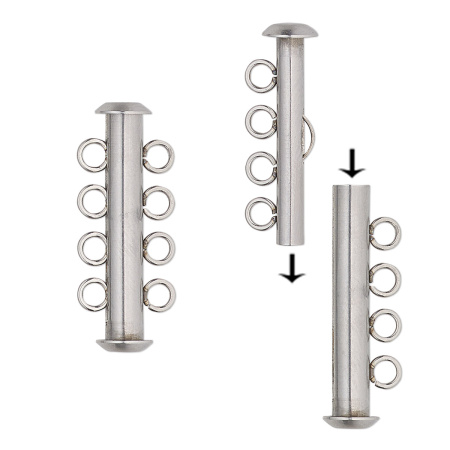 Застежка, 26х11мм, трубочка-слайдер на четыре нити, базовый материал - нержавеющая сталь, без покрытия, 1 шт.