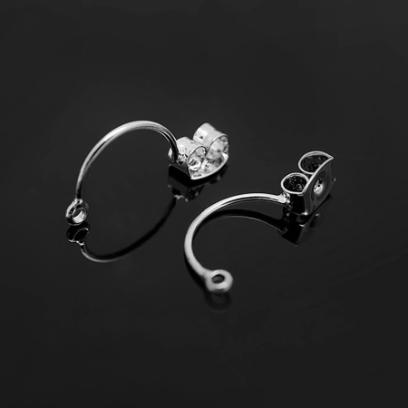 Застежки для пусет, 18.5х5мм, Корея, базовый материал - латунь, с петелькой, родий, пара