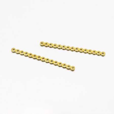 Разделитель, 50х3.5мм, лакончиный, на 15 отверстий, базовый материал - латунь, золотистого цвета, 1 шт.