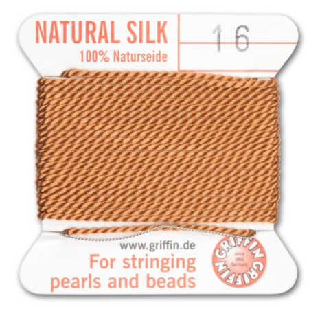 <p>Очень толстая и прочная нить из высококачественного натурального 100% шелка, произведена компанией Griffin (Германия). К нити прикреплена проволочная иголочка. Идеально подходит для использования с жемчугом и натуральными камнями. Толщина около 1,05 мм. Оттенок может отличаться от фотографии и в разных поставках. Цена за моток 2 метра.</p>