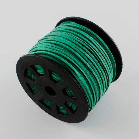 Шнур из искусственной замши, около 3х1.5мм, плоский, сине-зеленый, 10 метров