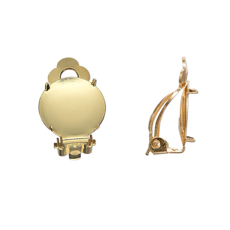 Основы под клипсы, 19х14мм, с платформой-чашей, базовый материал - сталь, позолоченные, пара