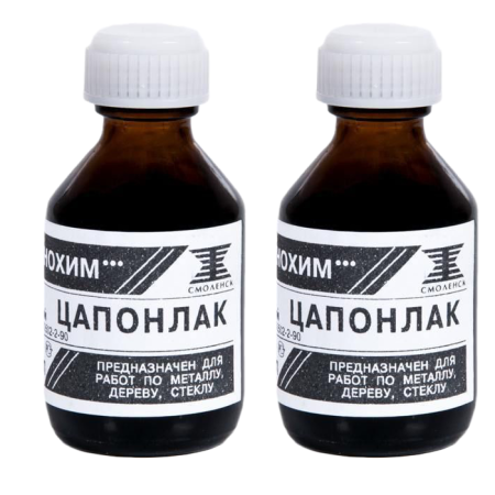 Защитный лак для металла, Цапонлак, бесцветный, в стеклянном пузырьке, 2 шт. по 30 мл