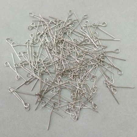 Пины с ушком, 20х0.6мм, базовый материал - нержавеющая сталь, без покрытия, 10 грамм