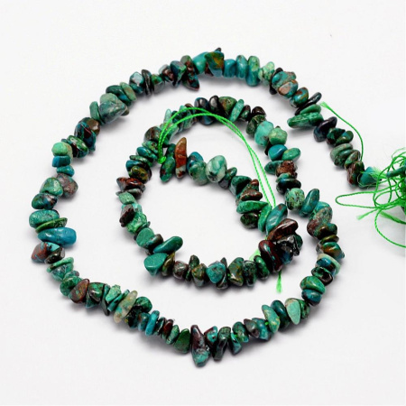Бусины каменные, хризоколла, сколы, 2-8мм, 140 шт., низка