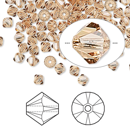 Бусина Swarovski, 4мм, Биконус (#5328), светлый колорадский топаз (цвет 246), 10 шт.