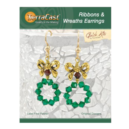 Набор для сборки украшения, 50мм, TierraCast, серьги Ribbons & Wreath, со Swarovski, позолоченные Набор для сборки украшения, 50мм, TierraCast, серьги Ribbons & Wreath, со Swarovski, позолоченные