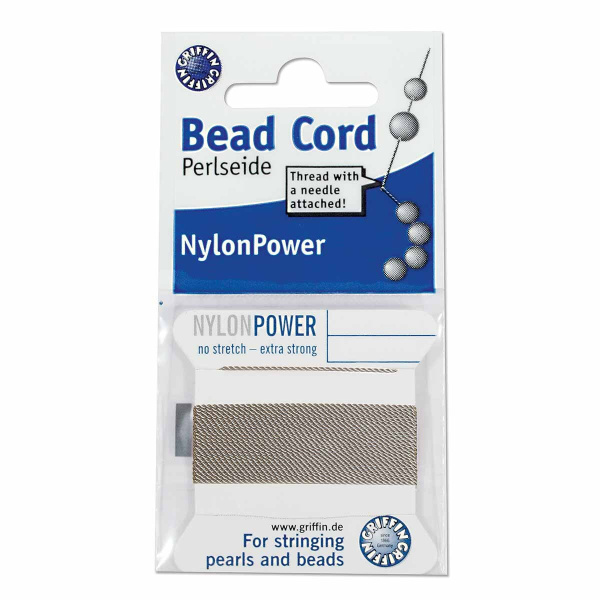 Нить нейлоновая, Griffin Nylon Power No.8 (0.8мм), серая, с иглой, моток, 2 метра <p>
Толстая и прочная нить Nylon Power из высококачественного нейлона, очень крепкая, не растягивается. Произведена компанией Griffin (Германия). К нити прикреплена проволочная иголочка. Идеально подходит для использования с жемчугом и натуральными камнями. Толщина около 0,8 мм. Оттенок может отличаться от фотографии и в разных поставках. Намотка может состоять из нескольких частей. Цена за моток 2 метра.
</p>