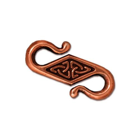 Застежка, 23х12мм, TierraCast, крючок, Кельтский узор, базовый материал - оловянный сплав, медный с чернением, 1 шт.