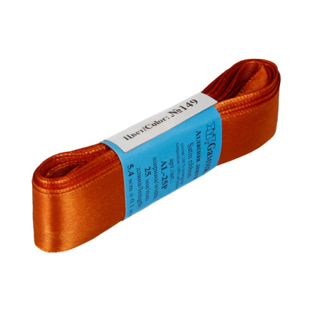 Лента атласная, Gaммa, 25мм, рыже-коричневая №149, моток, 5 метров Лента атласная, Gaммa, 25мм, рыже-коричневая №149, моток, 5 метров