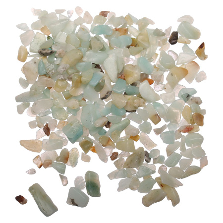 <p>Сколы из камня - амазонита. Без отверстий! Могут существенно отличаться по форме и размеру. Используется для декорирования украшений, шкатулок, картин и т.д. Также крошку можно насыпать в стеклянную бутылочку. Цена за упаковку 20 грамм (около 80-120 шт.).</p>