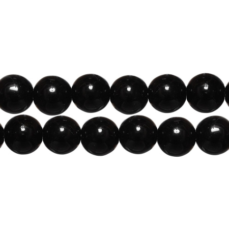 Бусины стеклянные, 12мм, черные, 28 шт., низка
