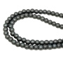 <p>Низка бусин из гематита. Гематит создан искусственно, по составу аналогичен натуральному (разновидность - гематин). Бусины могут немного отличаться по форме и размеру (не совсем круглые). Оттенок может отличаться от фотографии. На бусинах возможна пыль от сверления (красноватые и темные полоски), рекомендуем промыть перед использованием. В низке около 95 бусин, низки формируются без проверки каждой бусины на дефекты. Цена за низку.</p>
