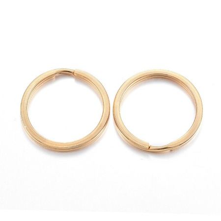 Основа под брелок, 25х2мм, кольцо двойное, базовый материал - нержавеющая сталь, золотистого цвета, 5 шт.