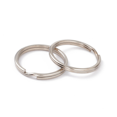 Основа под брелок, 24мм, кольцо двойное, базовый материал - железо, стального цвета, 40 грамм