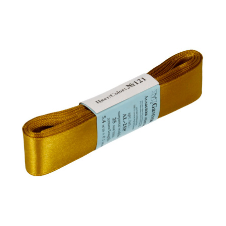 Лента атласная, Gaммa, 25мм, светлая охра №121, моток, 5 метров Лента атласная, Gaммa, 25мм, светлая охра №121, моток, 5 метров