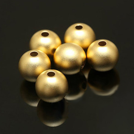 Бусина металлическая, 6мм, Корея, гладкая, базовый материал - латунь, матовая позолоченная, 2 шт. Бусина металлическая, 6мм, Корея, гладкая, базовый материал - латунь, матовая позолоченная, 2 шт.