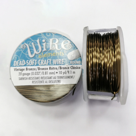 Проволока гибкая, 0.812мм, Wire elements (Craft Wire), не темнеющая, античная бронза, катушка, 9.1 метра Проволока гибкая, 0.812мм, Wire elements (Craft Wire), не темнеющая, античная бронза, катушка, 9.1 метра