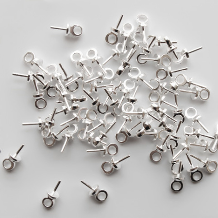 Штифт клеевой, 7х3мм, со шляпкой и петелькой, базовый материал - латунь, серебристого цвета, 2 грамма