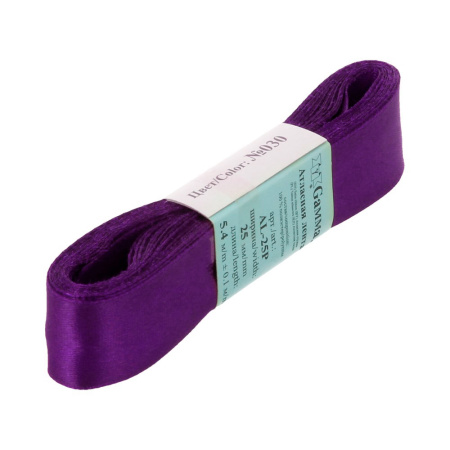 Лента атласная, Gaммa, 25мм, баклажановая №030, моток, 5 метров Лента атласная, Gaммa, 25мм, баклажановая №030, моток, 5 метров